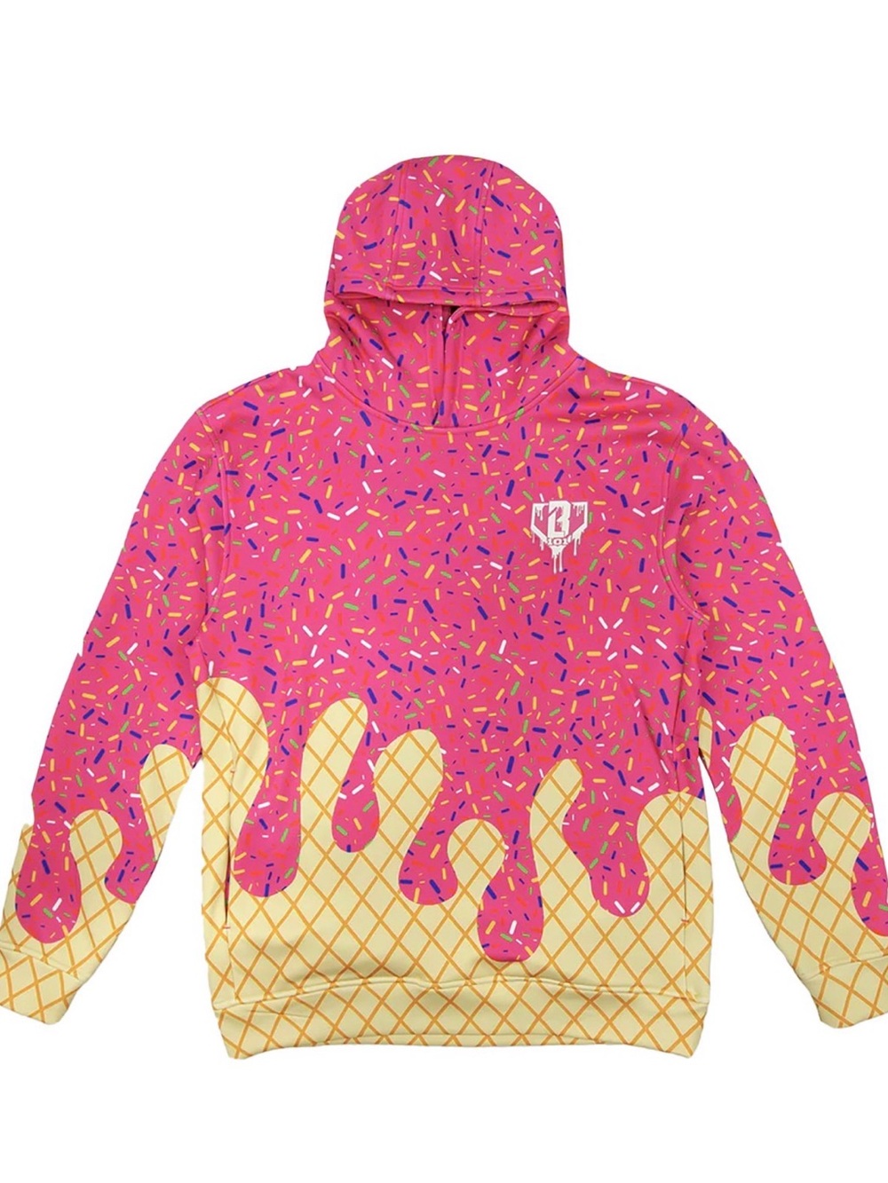Men's Pink Ice Cream Drip Graphic Hoodie